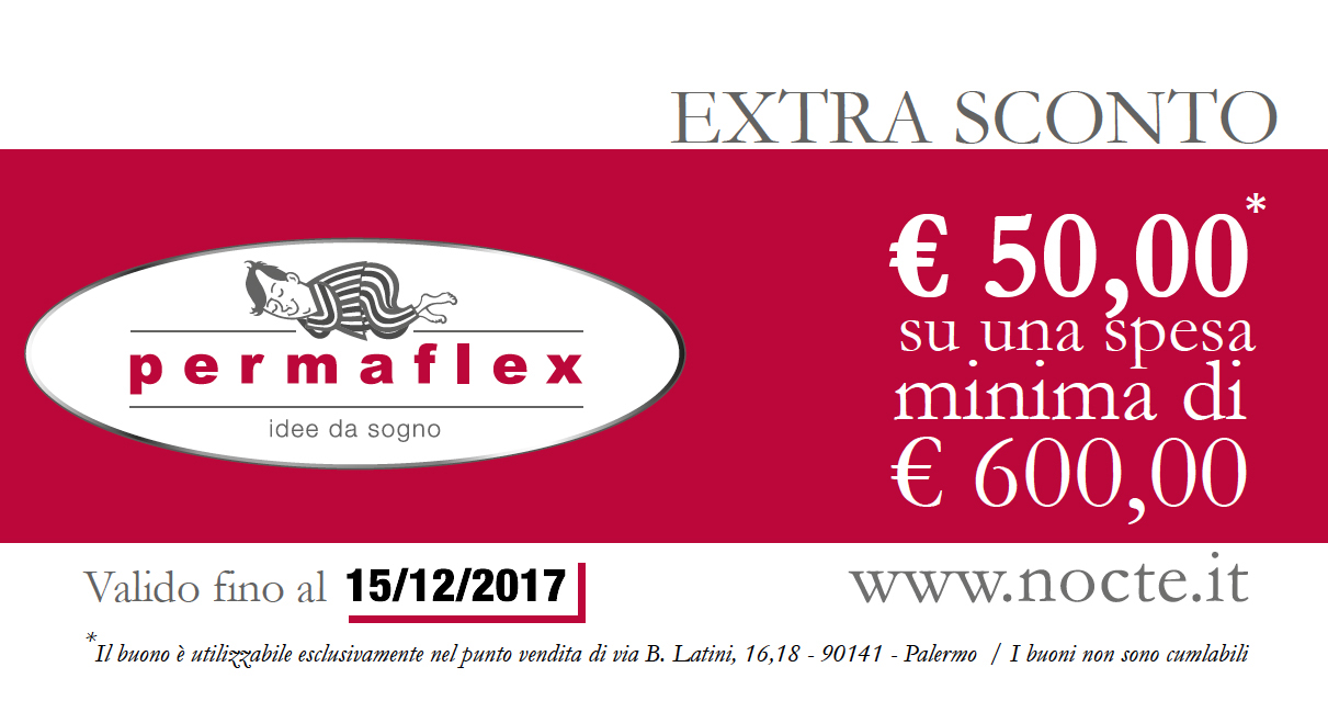 Buono sconto da € 50.00 scadenza 15 dicembre 2017